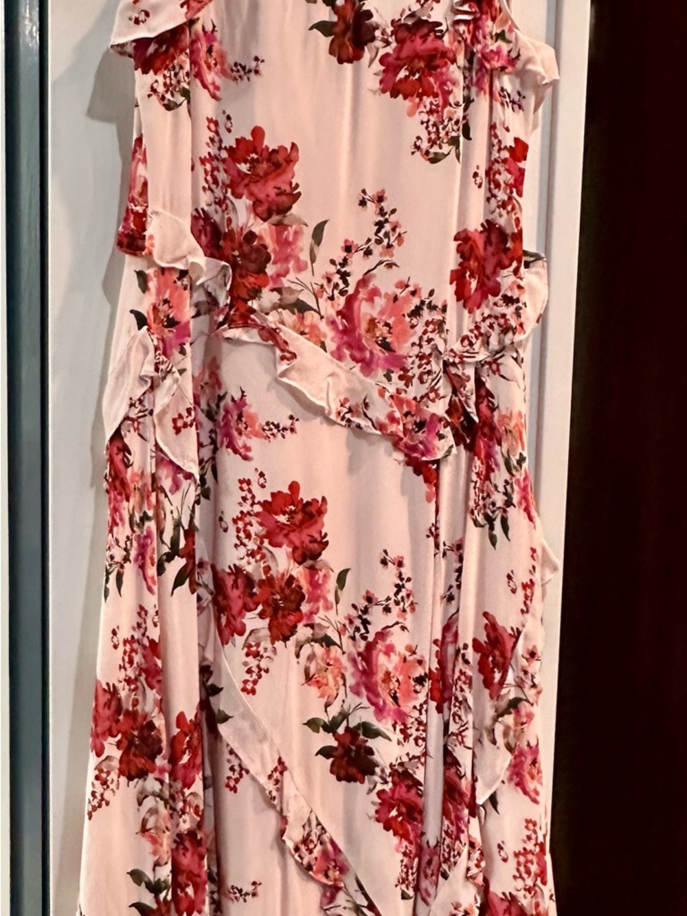 Sundance Pink Maxi Dress with Red Floral Print